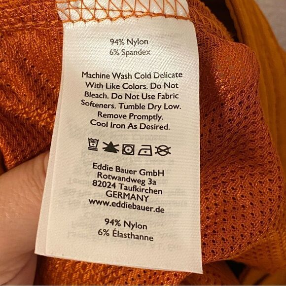 Eddie Bauer hiking nylon Cargo Pants burnt Orange gorpcore 12 long - Picture 12 of 13